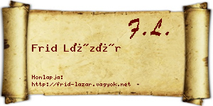 Frid Lázár névjegykártya